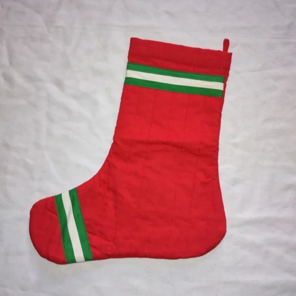 Hand Crafted Red And Green Holiday Stocking Christmas Home Decor Festive Cheer - Picture 4 of 7